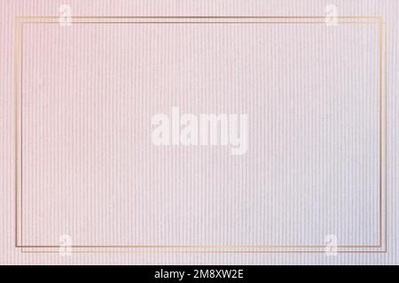 Rectangle gold frame on pink corduroy textured background vector Stock Vector