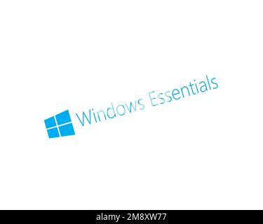 Windows Essentials, rotated logo, white background Stock Photo