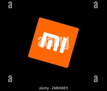 Xiaomi, rotated logo, black background Stock Photo - Alamy