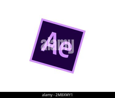 Adobe After Effects, rotated logo, white background B Stock Photo