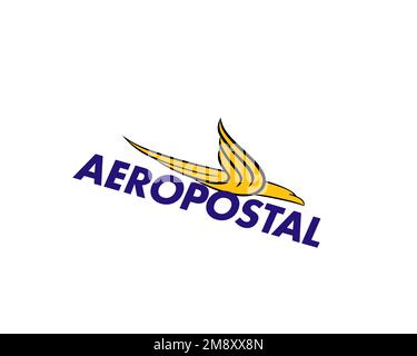 Aeropostal Alas de Venezuela, rotated logo, white background B Stock Photo