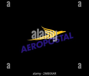 Aeropostal Alas de Venezuela, rotated logo, black background Stock Photo