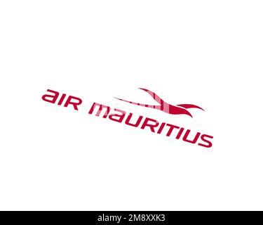 Air Mauritius, rotated logo, white background B Stock Photo