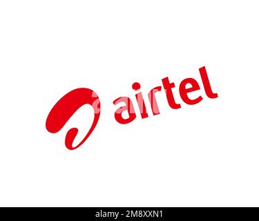 Airtel Networks Limited, Rotated Logo, White Background Stock Photo