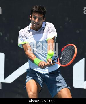 Melbourne, Australia. 16th Jan, 2023. Australian Open 2023 Melbourne Park Day 1 16/01/2023 Christian Garin (CHI) first round match Credit: Roger Parker/Alamy Live News Stock Photo