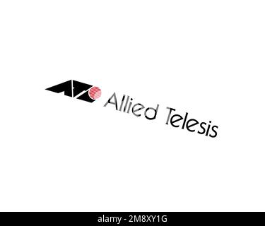 Allied Telesis, rotated logo, white background B Stock Photo