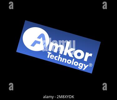 Amkor Technology, rotated logo, black background Stock Photo - Alamy