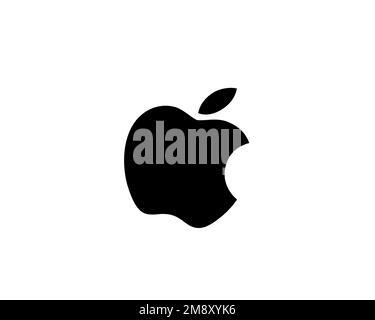 Apple Inc. rotated logo, white background B Stock Photo