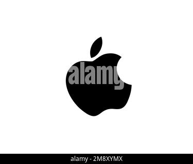 Apple University, Rotated Logo, White Background Stock Photo