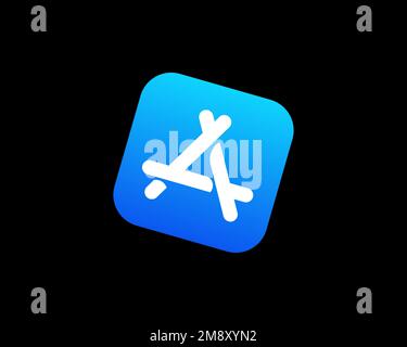 App Store iOS, rotated logo, black background Stock Photo - Alamy