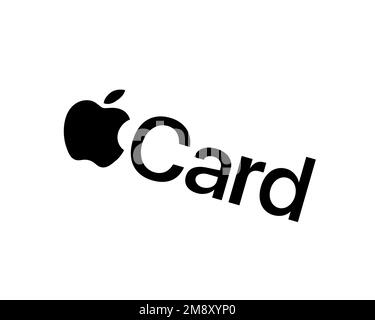 Apple Card, rotated logo, white background B Stock Photo