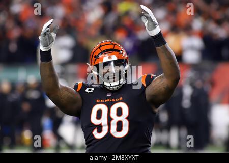 Cincinnati, Ohio, USA. 15th Jan, 2023. Cincinnati Bengals WR Tee Higgins  during an NFL wild card playoff football game between the Cincinnati Bengals  and the Baltimore Ravens in Cincinnati, Ohio. Kevin Schultz/CSM/Alamy