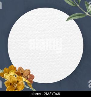 Round floral frame design vector Stock Vector