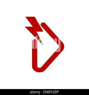 Thunder D red logo and vector icon Stock Photo