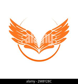 yellow sun angel wing logo and icon illustration Stock Photo