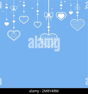 Hanging hearts blue background vector Stock Vector