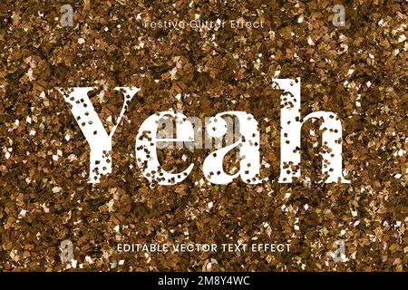 Gold glitter yeah editable text effect template vector Stock Vector