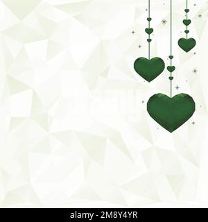 Hanging green hearts background vector prism pattern Stock Vector