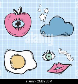 Funky doodle cartoon sticker vector Stock Vector