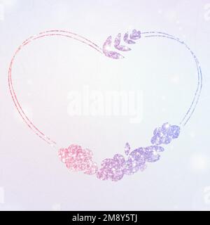 Vector floral wreath glitter border heart shaped Stock Vector