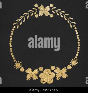Vector floral wreath frame gold effect Stock Vector