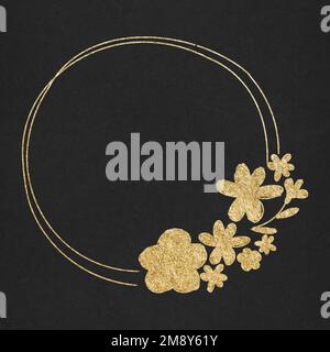 Vector floral wreath frame gold effect Stock Vector