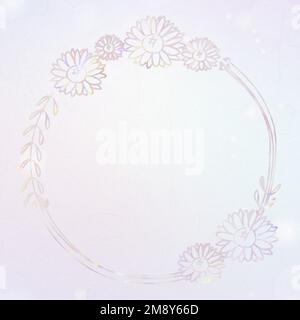 Vector floral wreath frame holography effect Stock Vector Image & Art ...