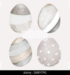 Neutral gray Easter egg pattern collection vector Stock Vector