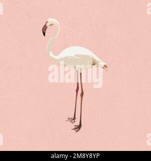 Vectorized white flamingo bird on a pink background Stock Vector