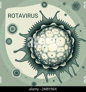 Vector illustration artist rendering of a microscopic rotavirus organism Stock Vector