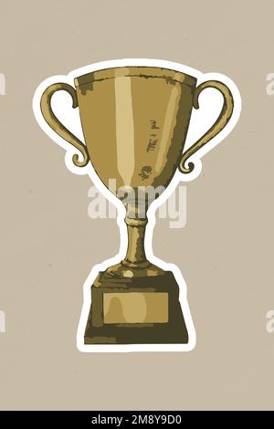Vectorized gold trophy sticker with a white border Stock Vector