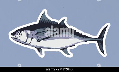 Vectorized tuna fish sticker with a white border Stock Vector