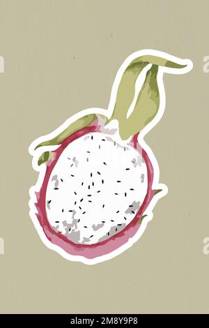 Vectorized half of a dragon fruit sticker with a white border Stock Vector