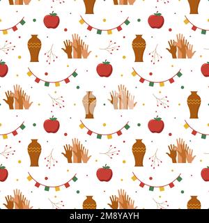 Black History Month Seamless Pattern of African American Holiday in Template Hand Drawn Cartoon Flat Design Illustration Stock Vector