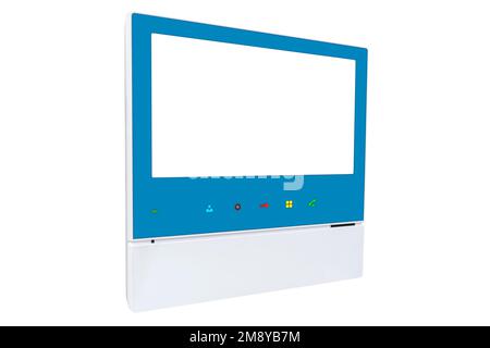 Close-up of video intercom with blank on screen isolated on white background. mockup concept. Intercom screen.  Home security and video surveillance. Stock Photo