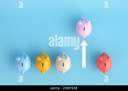 Successful startup in business. Financial competition and goal achievement. Competitive advantage. Success in generating savings or investment. 3D ren Stock Photo