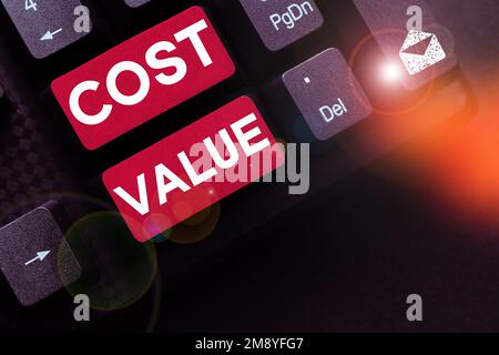 Text caption presenting Cost Value. Business idea The amount that usualy paid for a item you buy or hiring a person Stock Photo
