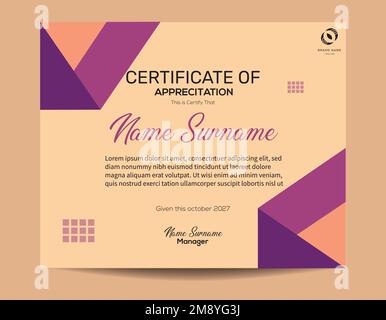 Certificate of appreciation or diploma design template Stock Vector