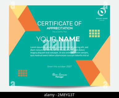 Certificate of appreciation or diploma design template Stock Vector