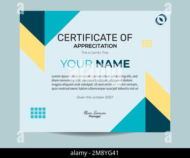 Certificate of appreciation or diploma design template Stock Vector