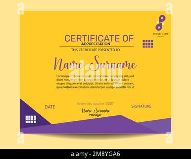 Certificate of appreciation or diploma design template Stock Vector