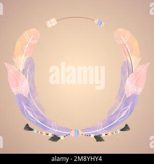 Round Bohemian style frame vector Stock Vector