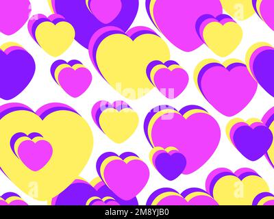 Seamless pattern with hearts on a white background. Happy Valentine's Day, February 14th. Festive design for greeting cards, wrapping paper, promotion Stock Vector