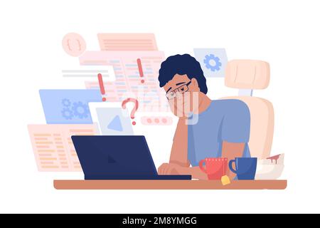 Overloaded with work software developer semi flat color vector character Stock Vector