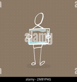 Stick figure holding an empty board Stock Vector