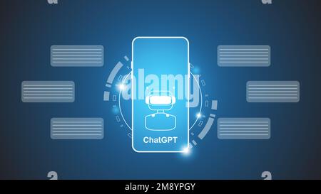 chatGPT Ai artificial intelligence technology hitech concept. chat GPT with smart bot, open Ai, line, lights, technology Abstract, vector. design Stock Vector