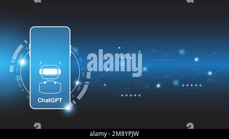 chatGPT Ai artificial intelligence technology hitech concept. chat GPT with smart bot, open Ai, line, lights, technology Abstract, vector. design Stock Vector