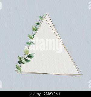 Hand drawn eucalyptus leaf with triangle gold frame vector Stock Vector