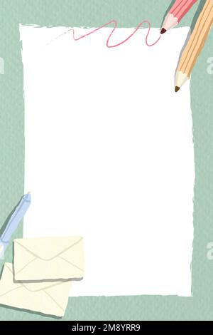 White blank notebook frame on a green background vector Stock Vector