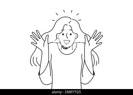 A Girl in Shocked Emotion. Woman Holds a Hand Near Her Mouth. the Girl is  Scared. High Detailed Hand Drawing Vector Stock Vector - Illustration of  frightened, female: 126396362